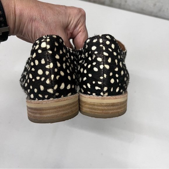 All Black Fur Cutout Cowman Animal Print Oxford Loafers Size 39.5 - Picture 5 of 10